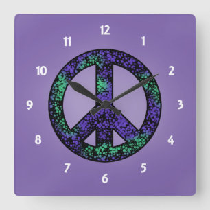 Speckled 3 Peace Sign Clock