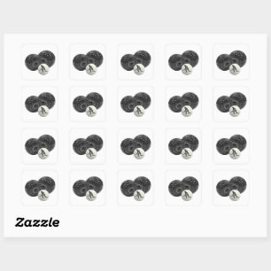 Speckled Black And White Lawn Bowls, Square Sticker