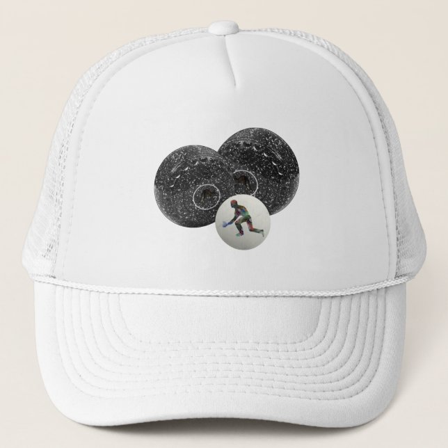 Speckled Black And White Lawn Bowls, Trucker Hat (Front)