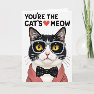 Speckled Bow Tie Cat Card