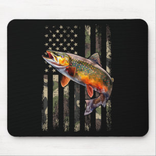 Speckled Brook Trout American Flag Fishing Mouse Pad