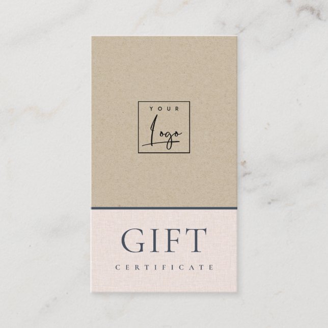 Speckled Ceramic Blush Kraft Logo Gift Certificate (Front)