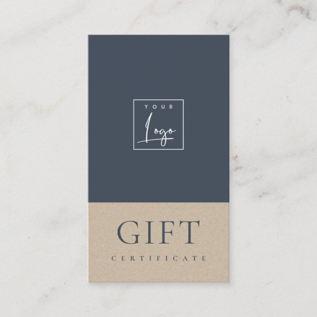 Speckled Ceramic Navy Kraft Logo Gift Certificate (Front)