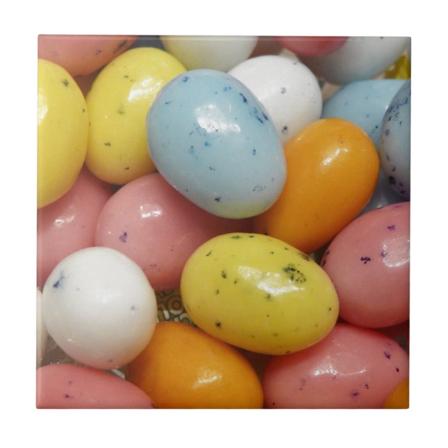 Speckled Coloured Jelly Bean Easter Eggs Ceramic Tile (Front)