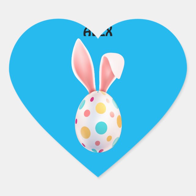  SPECKLED EGG & BUNNY EARS PERSONALIZED  HEART STICKER (Front)