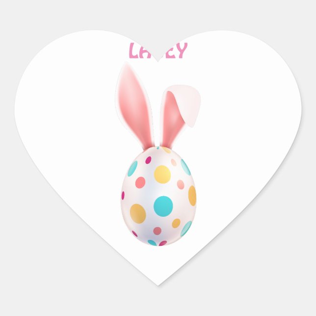  SPECKLED EGG & BUNNY EARS PERSONALIZED   HEART STICKER (Front)