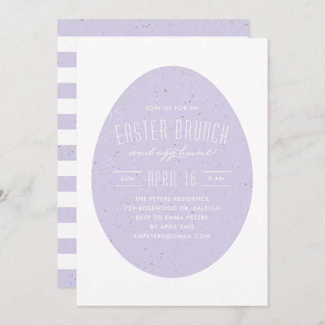 Speckled Egg Easter Invitation - Lavender (Front/Back)