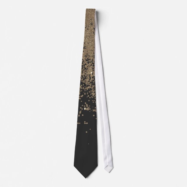 Speckled Gold Glitter Black Ombre Tie (Front)