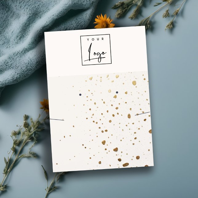 Speckled Gold White Logo Earring Necklace Display Business Card (Creator Uploaded)