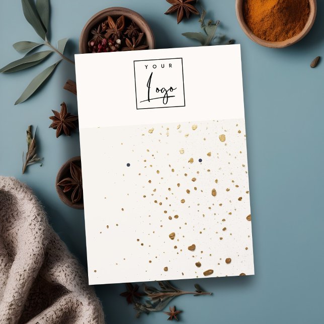 Speckled Gold White Texture Logo Earring Holder Business Card (Creator Uploaded)