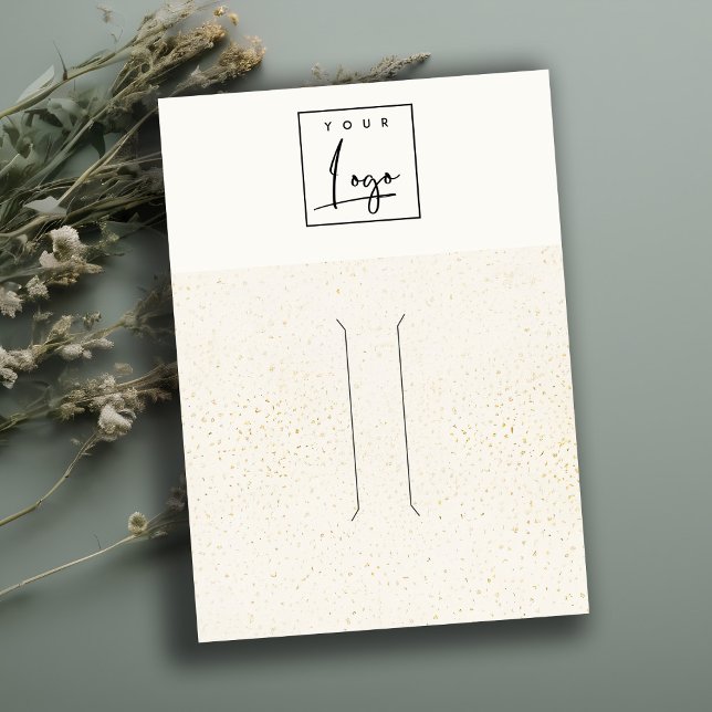 Speckled Gold White Texture Logo Hair Pin Display Business Card (Creator Uploaded)