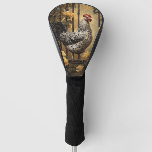 Speckled Hen with Yellow Roses Oil Painting Golf Head Cover