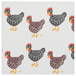 Speckled hens and eggs fabric
