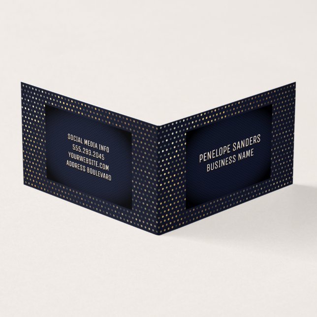 Speckled Pattern | Luxury Dark Blue Business Card (Outside)