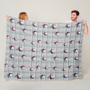 Speckled Roosters On White Tartan Print, Fleece Blanket