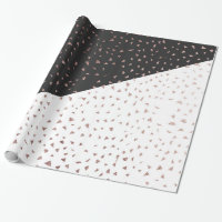 Speckled Rose Gold Flakes on Black White Geometric