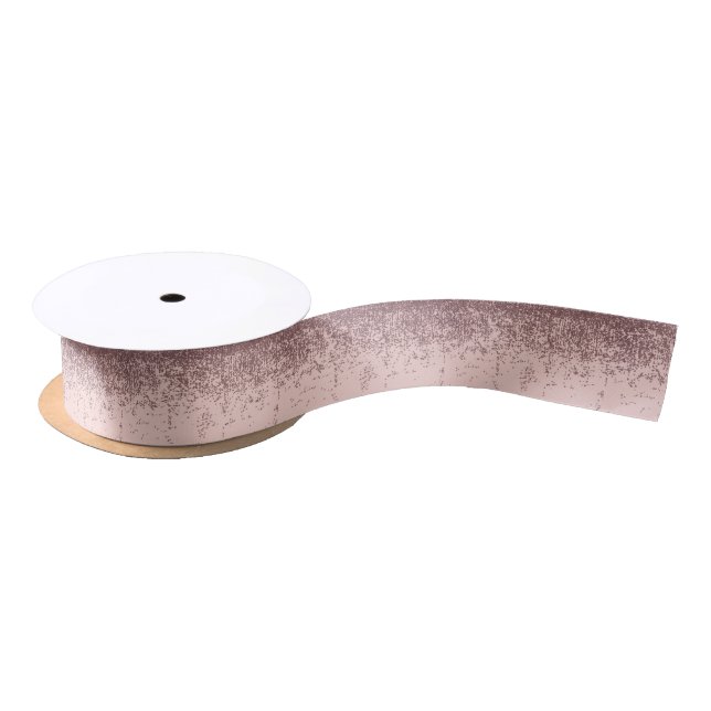 Speckled Rose Gold Glitter on Blush Pink Satin Ribbon (Spool)