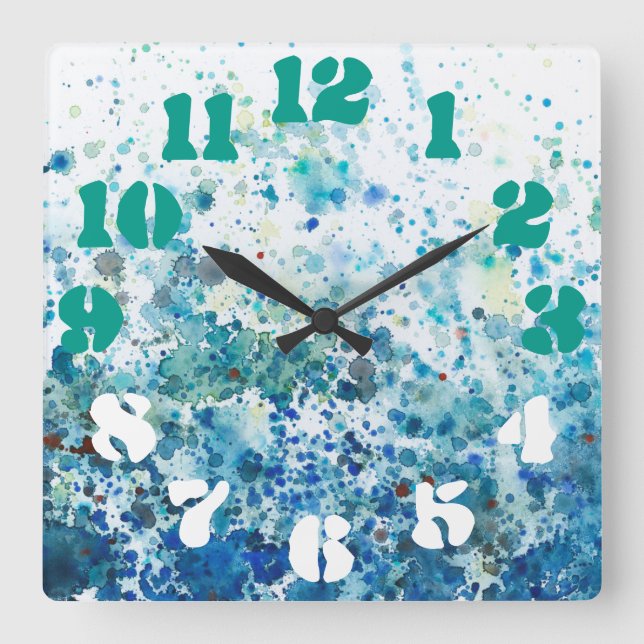Speckled Sea I Square Wall Clock (Front)