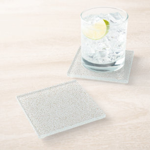 Speckled Spring Fern, Green & Orange Dots Glass Coaster
