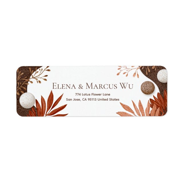 Speckled Stone Earthy Palm Border Return Address Label (Front)