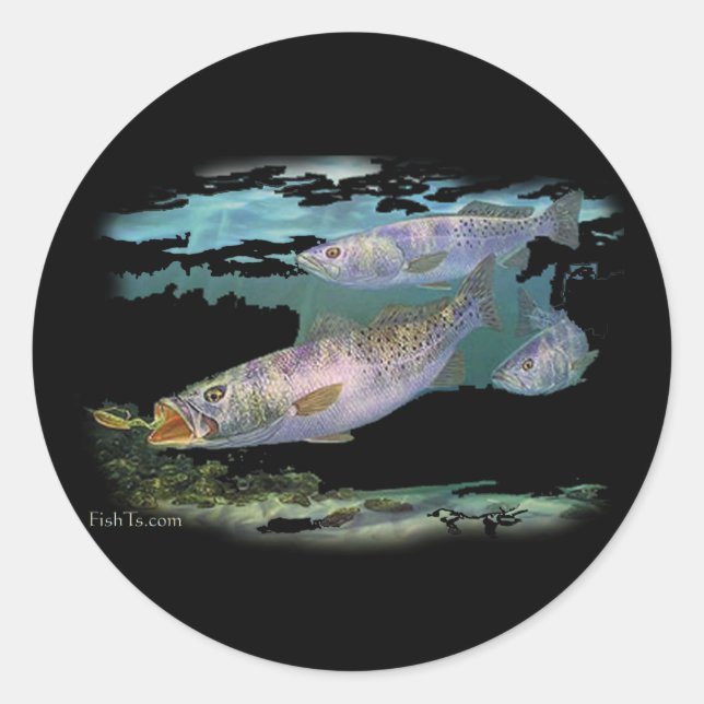 Speckled Trout Feeding Classic Round Sticker (Front)