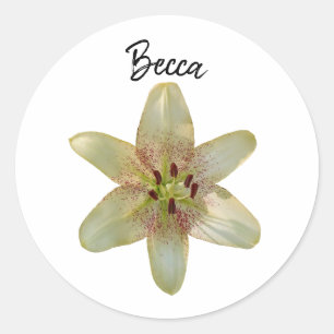 Speckled Yellow Lily Flower Personalised Classic Round Sticker