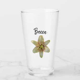 Speckled Yellow Lily Flower Personalised Glass
