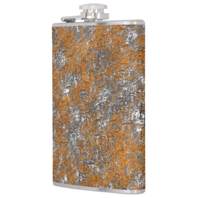Speckled yellowish orange on whitish grey scratch hip flask (Left)