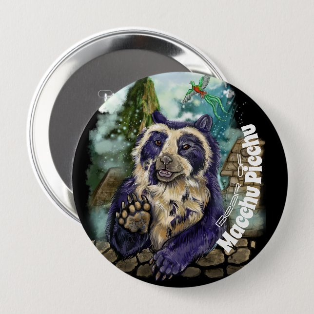 Spectacled Bear 10 Cm Round Badge (Front & Back)
