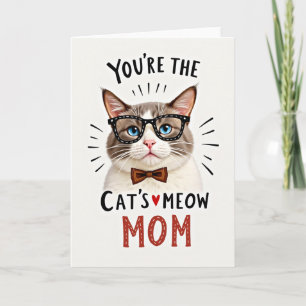 Spectacled Cat Moms Meow Card
