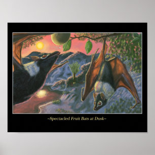 Spectacled Fruit Bats at Dusk Poster