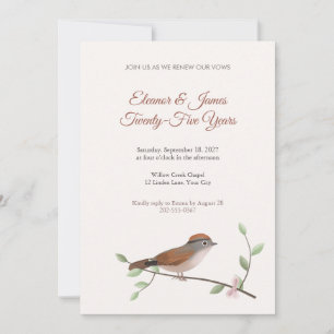 Spectacled Fulvetta Bird Vow Renewal Invitation
