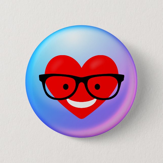 Spectacles 6 Cm Round Badge (Front)