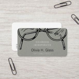 Spectacles Eyewear Grey Faux Flannel Business Card