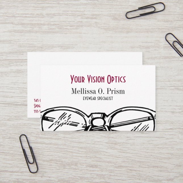 Spectacles Eyewear Optical Vision Business Card (Front/Back In Situ)