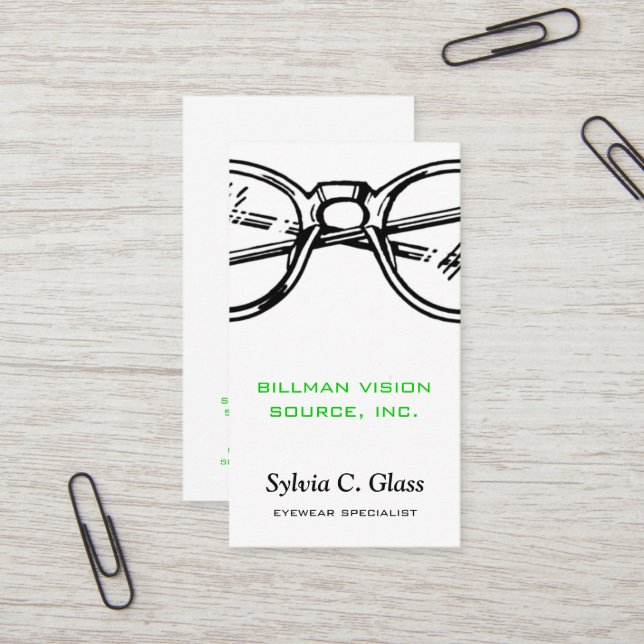 Spectacles Eyewear Optical Vision Vertical Business Card (Front/Back In Situ)