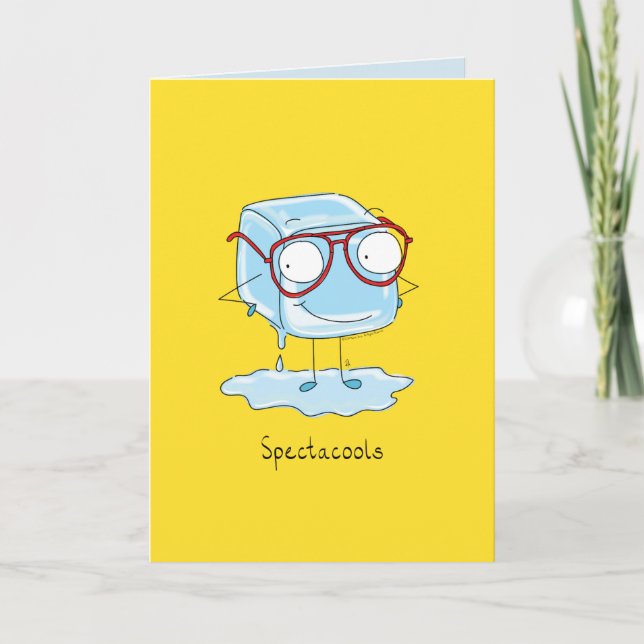 Spectacools - Ice Cube with Glasses Greeting Card (Front)