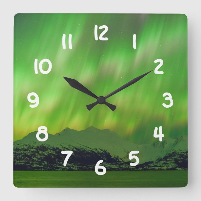 Spectacular Aurora Square Wall Clock (Front)