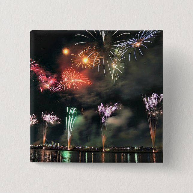 Spectacular Fireworks 15 Cm Square Badge (Front)
