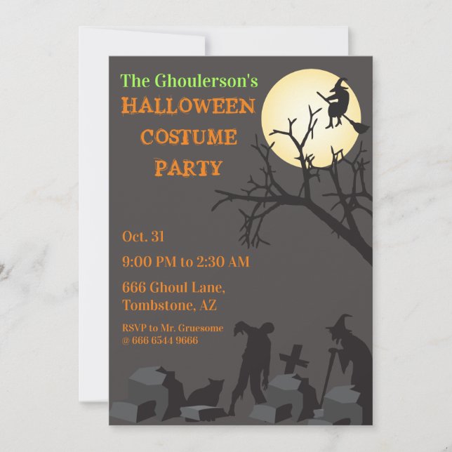 Spectacular Halloween Adult Costume Party Bargain Invitation (Front)