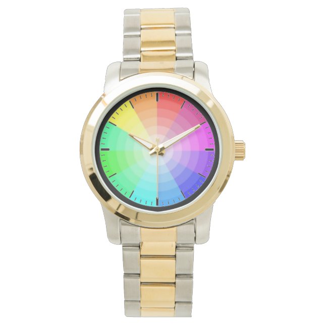 Spectacular Inverse Spectrum Art, Rainbow Wheel Watch (Front)