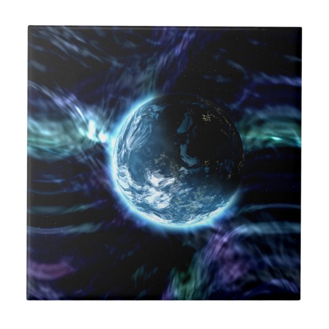 Spectacular Space Starry Aurora Nebula Ceramic Tile (Front)