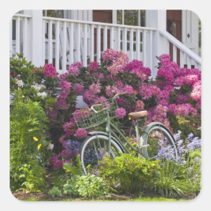 Spectacular spring bloom, whimsical antique square sticker