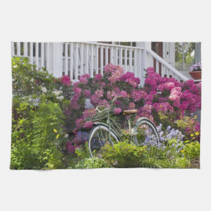 Spectacular spring bloom, whimsical antique tea towel
