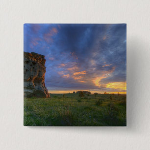 Spectacular sunset skies at Medicine Rocks 15 Cm Square Badge