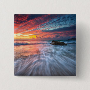 Spectacular Sunset Stone Beach, El 15 Cm Square Badge