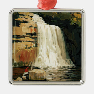 Spectators Climb on Waterfall Railway Poster Metal Ornament