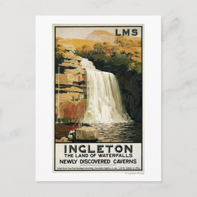 Spectators Climb on Waterfall Railway Poster Postcard (Front)