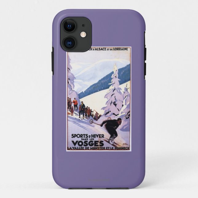 Spectators Watching Skier Poster Case-Mate iPhone Case (Back)