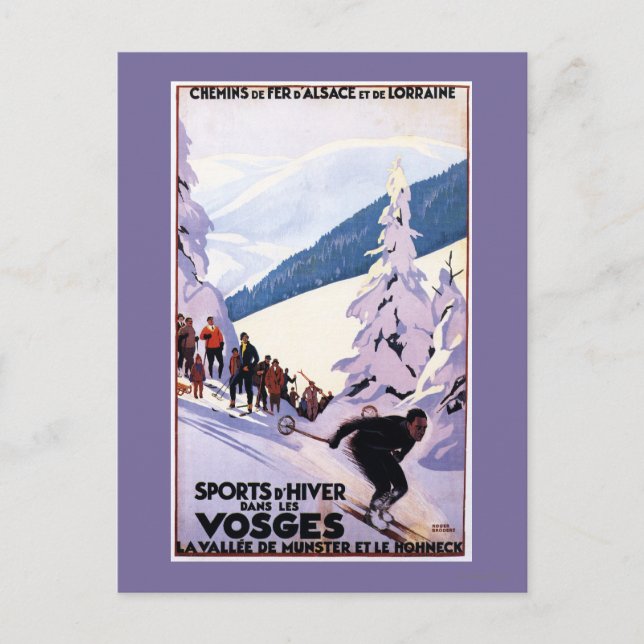Spectators Watching Skier Poster Postcard (Front)